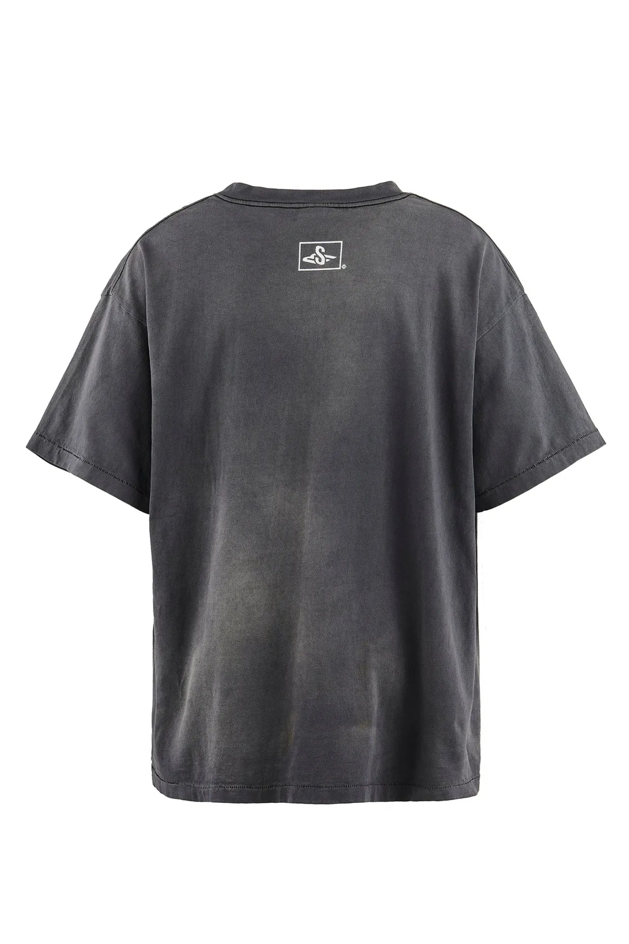 SAINT Mxxxxxx SM6 TEE/BLK latest model SM6 basic LOGO printed TEE, washed black S-XL, garment dyeing, heavy washing to make old, hanging holes, highly restored original printing, correct with anti-counterfeiting angel mark